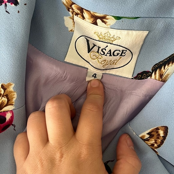 Visage Royal Vintage Butterfly Ladybug Insect Beetle Floral Blazer | Size 4 - Picture 4 of 5